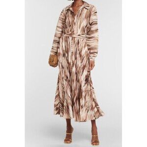 Simkhai Sz 6 Dress Midi Brown Striped Long Sleeve Designer South Western Boho